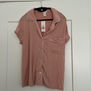 Eberjey Pink and White Short Sleeve Pajama shirt